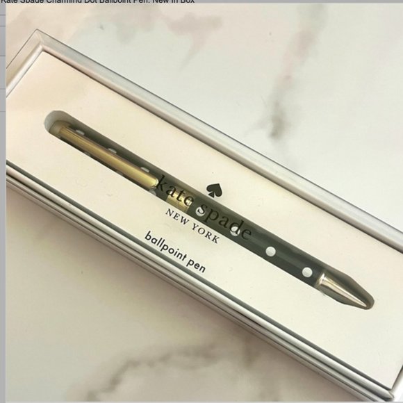 kate spade charming dot ballpoint pen black white polka dot nwt - Picture 2 of 10